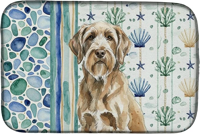 Caroline's Treasures Spinone Italiano Coastal Sea Glass Dish Drying Mat Absorbent Dish Drying Mat Pad for Kitchen Counter Dish Drainer Mat for Countertop 14 x 21 Multicolor