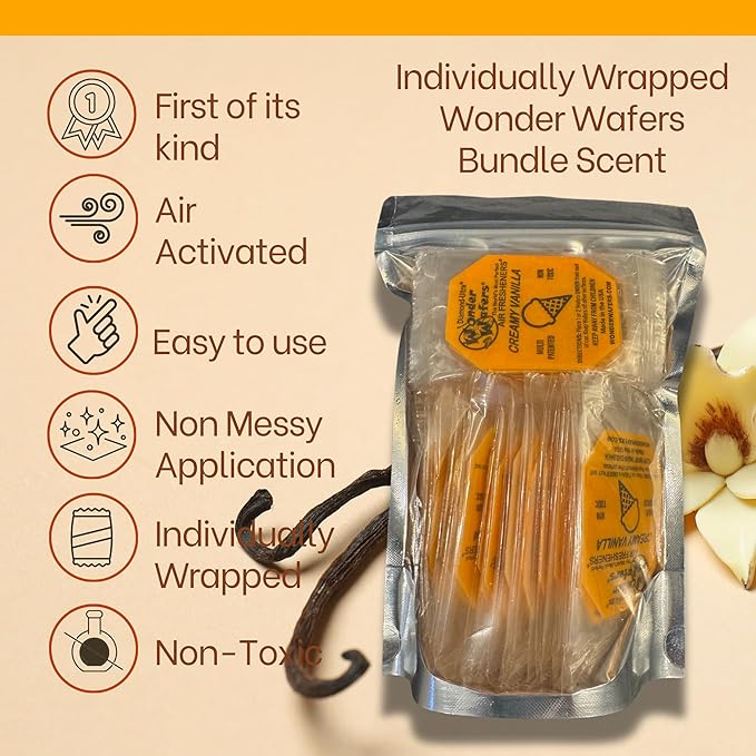 Wonder Wafers 75 count Air Fresheners Individually Wrapped Creamy Vanilla Fragrance