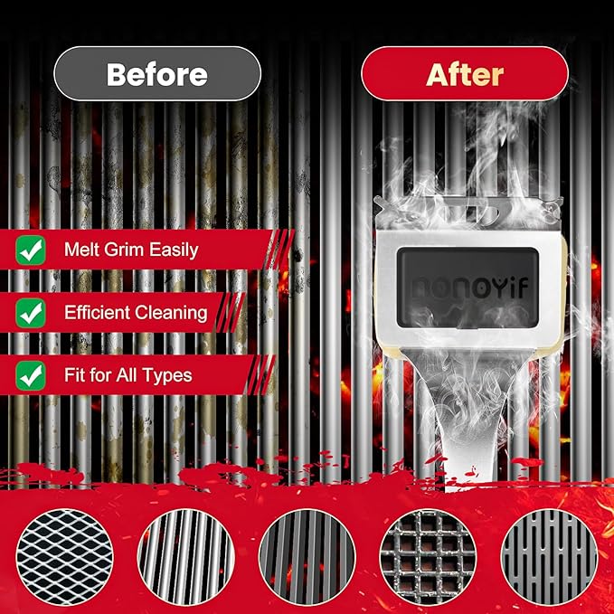 Grill Brush Bristle Free + 5 Replaceable Pads Grill Cleaner Brush for Outdoor Grill Steam Grill Brush and Scraper for Cast Iron/Stainless Steel Grates BBQ Grill Brush Gift for Men Dad