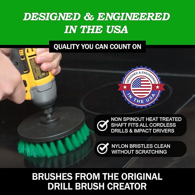 Kitchen Drill Brush Set - Drill Powered Cleaning Tools for Stainless Steel Sink Copper Sink Stove Top Oven Pots Pans &amp Cabinets - Pot Scrubber - Air Fryer Cleaning Brush Set- Stove Cleaner K