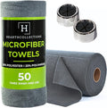 Microfiber Cleaning Cloth Roll Tearaway 50 PCS Tear Away Towels Reusable &amp Washable Ultra Absorbent 12 x 5.5 Dish Rags for Car Home Kitchen  200 GSM Thickness Paper Towel Alternative
