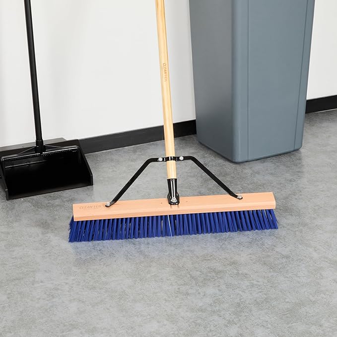 Restaurantware-BROOM HEAD ONLY: Clean Tek Professional 24-Inch Broom Head 1 Heavy-Duty Push Cleaning Tool - Handle And Brace Sold Separately Heavy Plastic Bristles Wooden Commercial Use