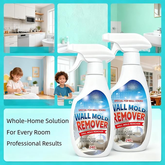 Streak-Free Wall Stain Remover Spray for Painted Walls Multi-Surface Cleaner for Dirt Grease &amp Marks No-Rinse Formula for Home Use (2 Pcs)