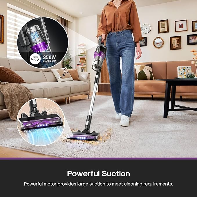 Eureka Cordless Vacuum Cleaner Lightweight Stick Vacuum Rechargeable for Hardwood Pet Hair Blue w/Clean Station Stylus Elite NEC490SE