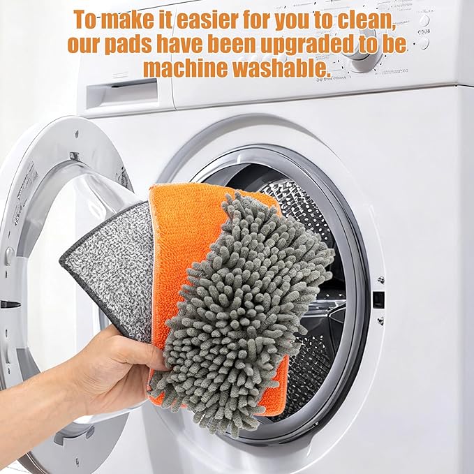 Ceiling Fan Cleaner Duster with 84'' Extension Pole Baseboard Cleaner Tool with Handle Reusable Chenille &amp Microfiber Pads for Dusting Ceiling Fan Baseboard Wall Window Floor