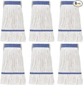 Eccliy 6 Pack Heavy Loop End Cotton String Mop Head Heavy Duty Mop Head Commercial Refills Replacement Bulk for Home Industrial Commercial Floor Cleaning (WhiteBlue)