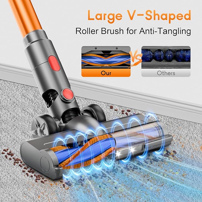 Cordless Vacuum Cleaner 45Kpa Vacuum Cleaner for Home 45Mins Stick Vacuums with Battery Display Anti-Tangle &ampWall Mount Charging 8 in 1 Lightweight Vacuum for Hard floor Carpets Pet Hair Y501