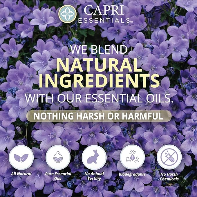 CAPRI ESSENTIALS All Purpose Cleaner Natural Household Cleaning Supplies Plant Based Kitchen Counter Surface Spray Removes Dirt &amp Grime Blend of Essential Oils White Lavender 23 FL Oz (6 Pac