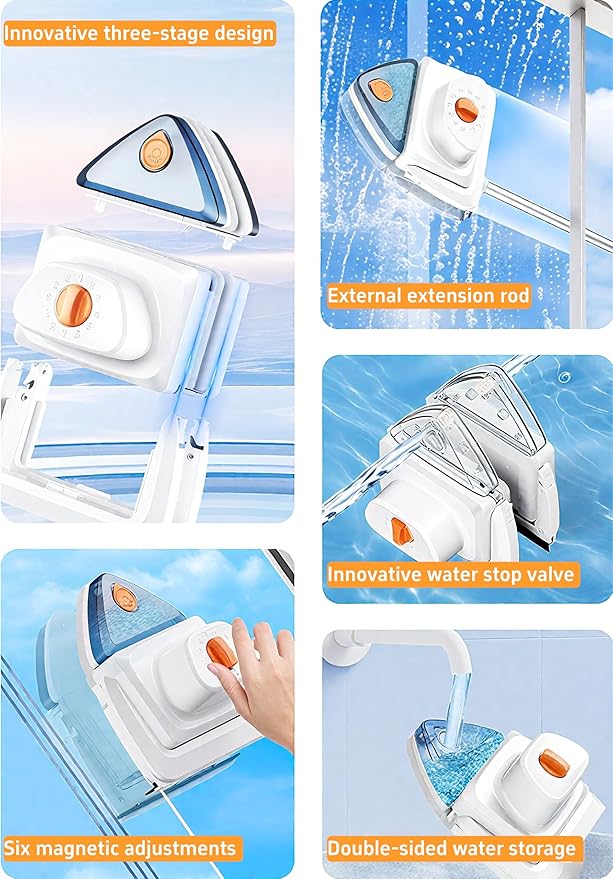 Magnetic Window Cleaner Tool Double Sided Magnet Window Cleaner Fits Windows 0.12-1.18 ThickWindow Cleaner for Outside Windows &amp Windshields Window Washers for High Outside Windows