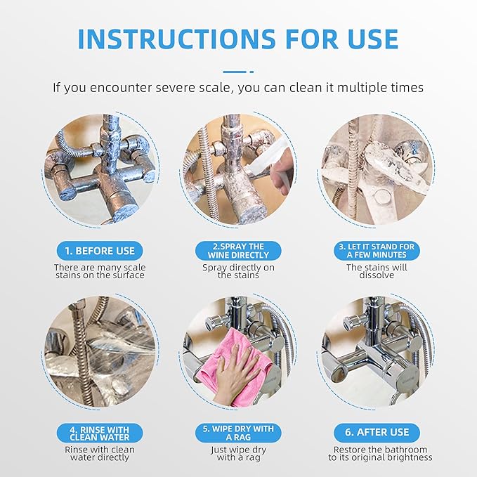 Foaming Shower Tub and Tile Cleaner Grout Cleaner Bathroom Cleaner Spray for Cleaning Glasses and Sinks Bathroom Foam Cleaner with Floral Scent 2PCS