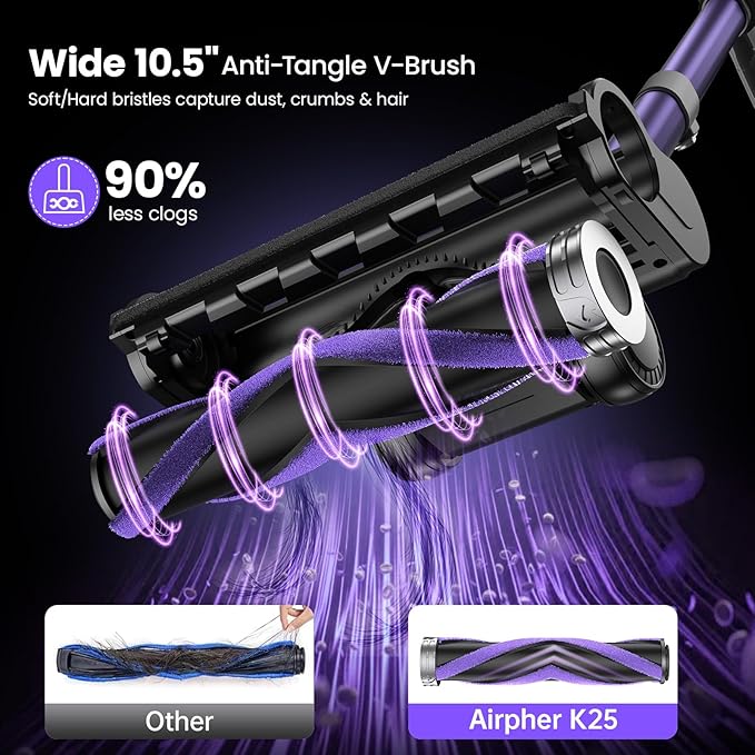 Cordless Vacuum Cleaner 600W 45KPA Dual Motor Vacuum for Home with AI Auto Suction70Min RuntimeStick Vacuums with Self-Standing DesignLED Headlightsfor CarpetHardwood FloorsPet HairTile