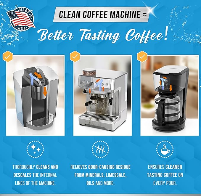 ACTIVE Dishwasher Cleaner and Coffee Machine Descaler - Includes 24ct Dishwasher Cleaning Tablets and 32oz Coffee Machine Cleaner