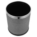 10l Indoor Trash Can Garbage Bin for Bathroom Kitchen Double-Layer Gray Leather Wastebasket Retro Round Home Use Trashcan for Hotel Ktv
