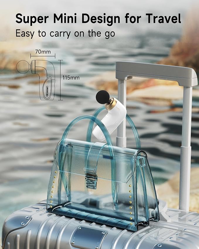 A1 Super Mini Massage Gun Percussion Deep Tissues Muscle Massager Compact Sports Travel Massage Gun Portable Handheld Massager for Office Home Athletes(White)