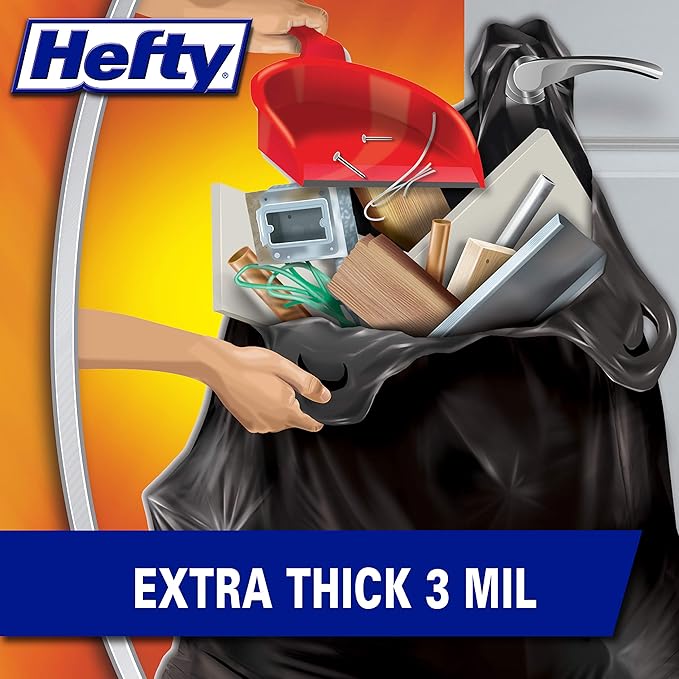 Hefty Load &amp Carry Heavy Duty Contractor Large Trash Bags 42 Gallon 26 Count