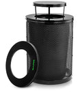 Alpine Outdoor Trash Can 36 Gallon Diamond Steel Commercial Metal Waste Bin with Leak Proof Liner Heavy Duty Steel Mesh Design Rain Bonnet Lid &amp Flat Lid for Parks Streets and Public Spaces-Bl