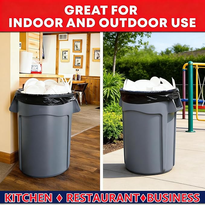 30-33 Gallon Trash Bags 110 Count Black Heavy Duty Garbage Bags 1.7 MIL 31.5 x 39.4 Large Multipurpose For Home Commercial Construction Outdoor Yard
