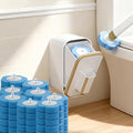 Disposable Toilet Brush and Base Set (Including 48 Replacement Heads and Base) - Wall-Mounted Design with Ergonomic Grip for Bathrooms Toilets and RVs.