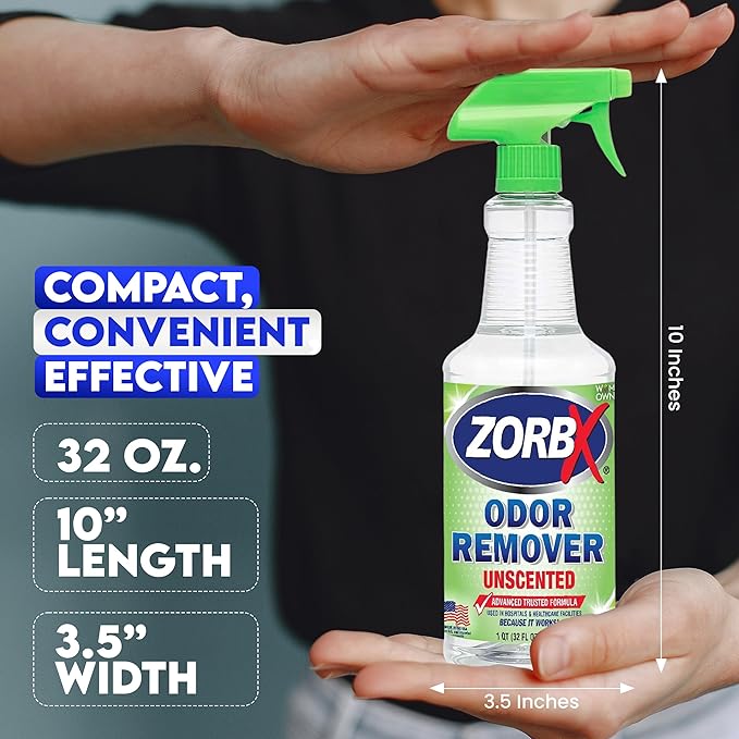 ZORBX Unscented Odor Remover Spray 32 oz - Perfect Solution for Strong Odor - Advanced Trusted Formula &amp Fast-Acting Odor Eliminator for Dog Cat Puppy