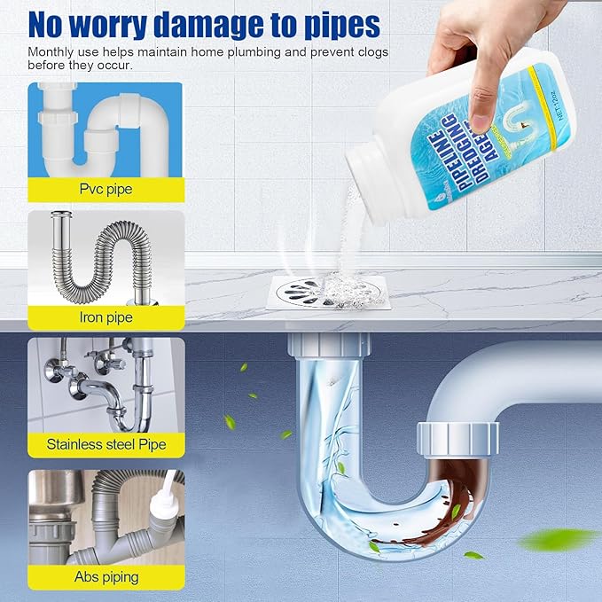 Pipeline Dredging Agent Drain Clog Remover Powerful Sink Drain Cleaner for Bathroom and Kitchen Sink Pipe Unclog (2PCS)