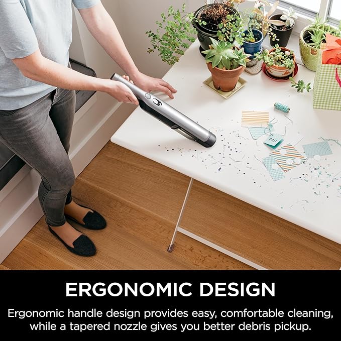 Shark WV201 WANDVAC Handheld Vacuum Lightweight at 1.4 Pounds with Powerful Suction Charging Dock Single Touch Empty and Detachable Dust CupGraphite Slate
