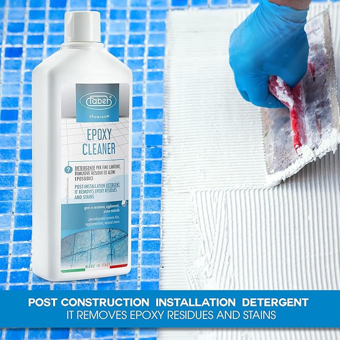 FABER Epoxy Remover – Epoxy Resin Haze Remover and Post Construction Cement Grout Cleaner to Renew Refresh &amp Restore Natural Shine of Porcelain Ceramic Tile Floor - Heavy Duty Alkaline Compound