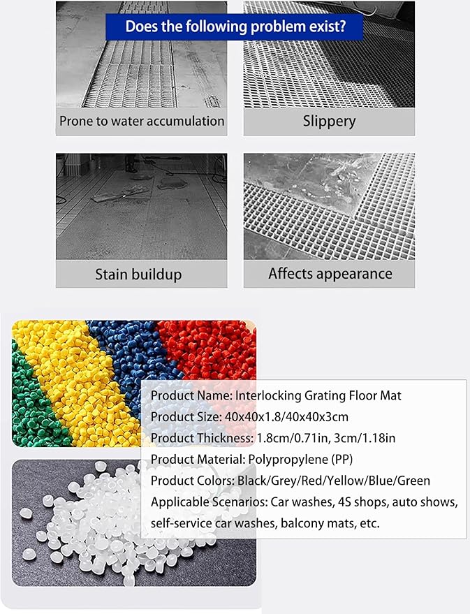 Trench Drainage GrateDrain Covers OutdoorInterlocking Tiles for Water Management in Garages Patios and Gardens - Easy DIY Flooring Solution(Green6pcs40x40x3cm)