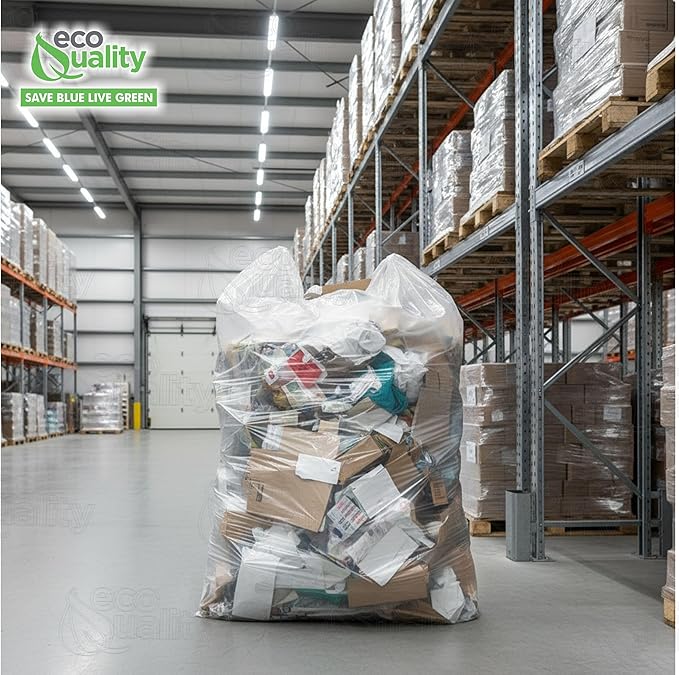 (40 Pack) 35x55 inch Large Heavy Duty Clear Trash Bags - Yard Trash Bags Leaves Lawn and Leaf Bags Recycling Garbage Bags Construction Industrial Bags