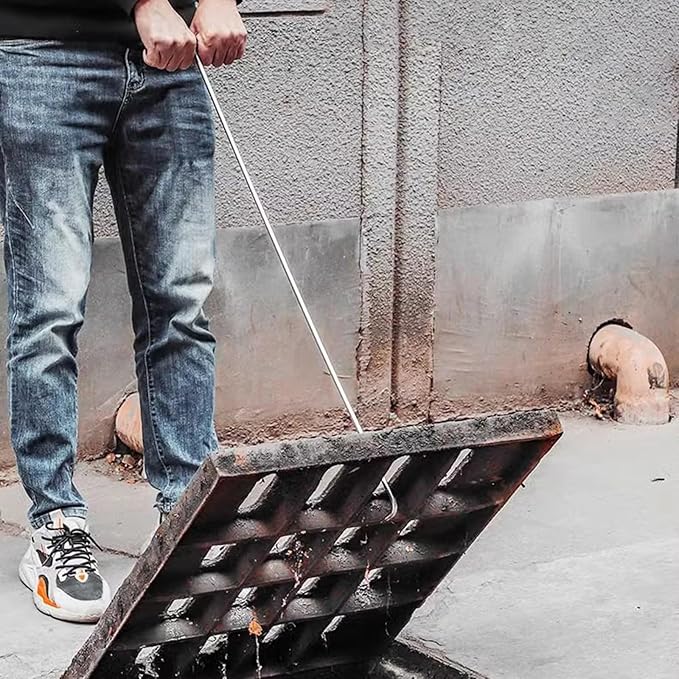 Drain Grate Lifter Portable T Style Cover Tool for Drain Covers Moving Lifting and Pulling Tool Stainless Steel 38cm Size