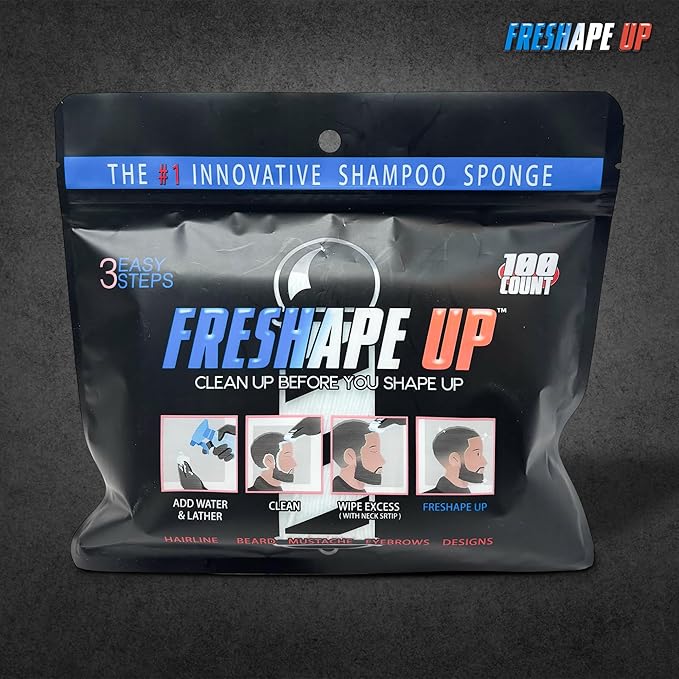 FFreshape Shampoo Infused Hairline and Beard Wipes– Disposable Shampoo Wipes for Barbers – Quick Use Hairline Wipe for Prepping Shape-Ups &amp Lineups for Barbers Stylists and Braiders (Pack Of 2)
