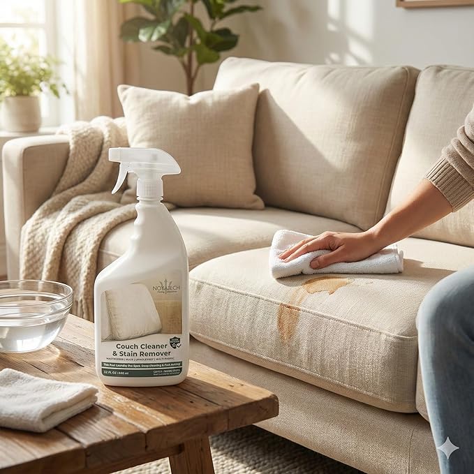 Couch Cleaner and Stain Remover Spray – Professional Strength Multi-Surface Fabric and Upholstery Cleaner – Pet-Safe Non-Toxic Quick-Drying for Couches Sofas &amp Car Interiors