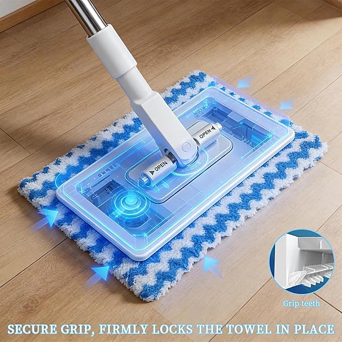 Clip Mop | No-Wash Detachable Retractable - Zero Waste Cleaning Lazy Mop | for Home Office Apartment Bedroom Kitchen Tiles Glass Wood Baseboard