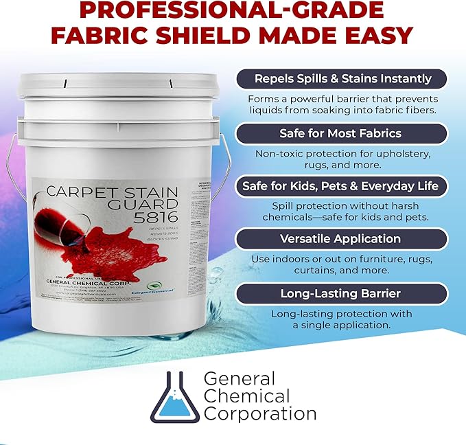 General Chemical Stain Shield Spray - Safe Fabric Protector Spritz and Stain Guard 5816 for Upholstery Carpets Rugs Drapes &amp More - Impermeable Protectant Spray for Outdoor &amp Indoor Use - 5