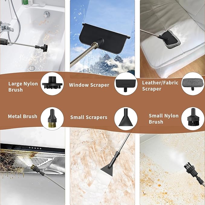 Handheld Steam Cleaner 2500W High Temperature Pressurized Machine 1.7L Water Tank Handle-Controlled Steam Output Portable Cleaning Steamer for Home Car Bed Bugs Furniture Grout (White 1.7)
