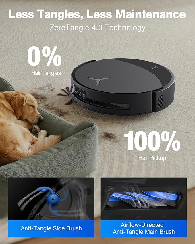 ECOVACS DEEBOT T90 PRO OMNI Robot Vacuum and Mop 30000Pa Suction Instant Self-Cleaning OZMO Roller Mop TruEdge Deep Edge Cleaning ZeroTangle Hot Water Wash &amp 145°F Air Dry AI Obstacle Avoid