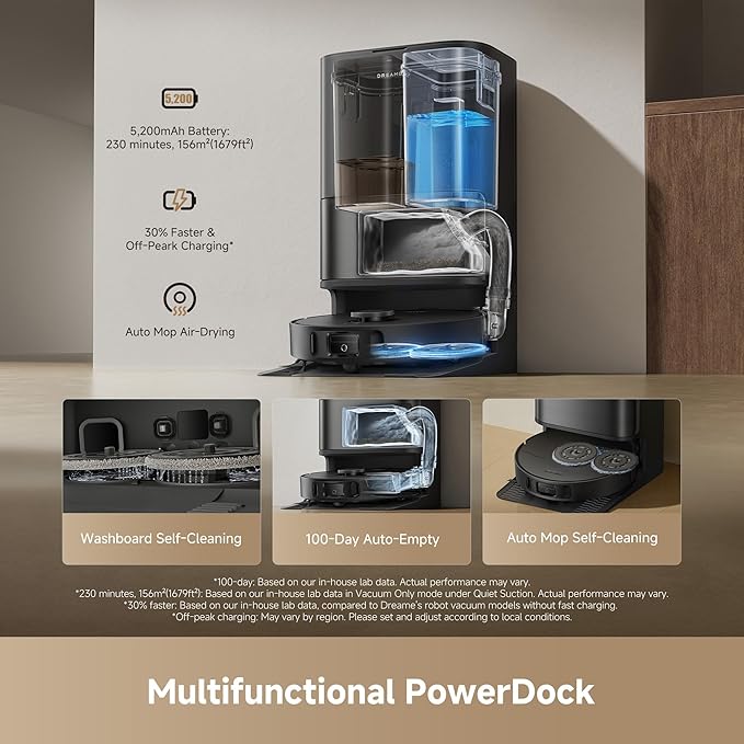 DREAME D30 Ultra Robot Vacuum and Mop 25000Pa Powerful Suction All-in-One Base Station with 100 Days Auto-Empty MopExtend Tech for Edge Cleaning Smart Obstacle Avoidance Black