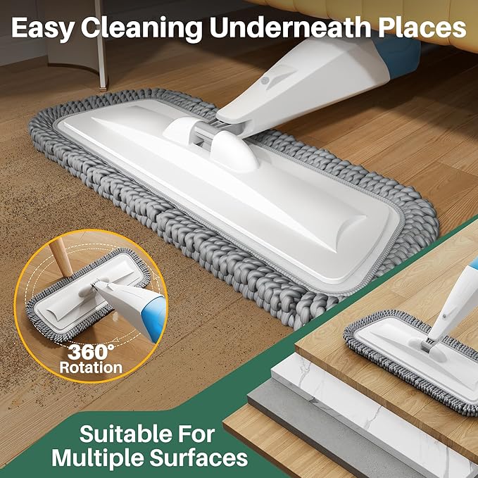 JOYMOOP Spray Mop for Floor Cleaning Dry &amp Wet Microfiber Cleaner with 18oz Refillable Bottle and 6 Replacement Pads for Home or Commercial Use