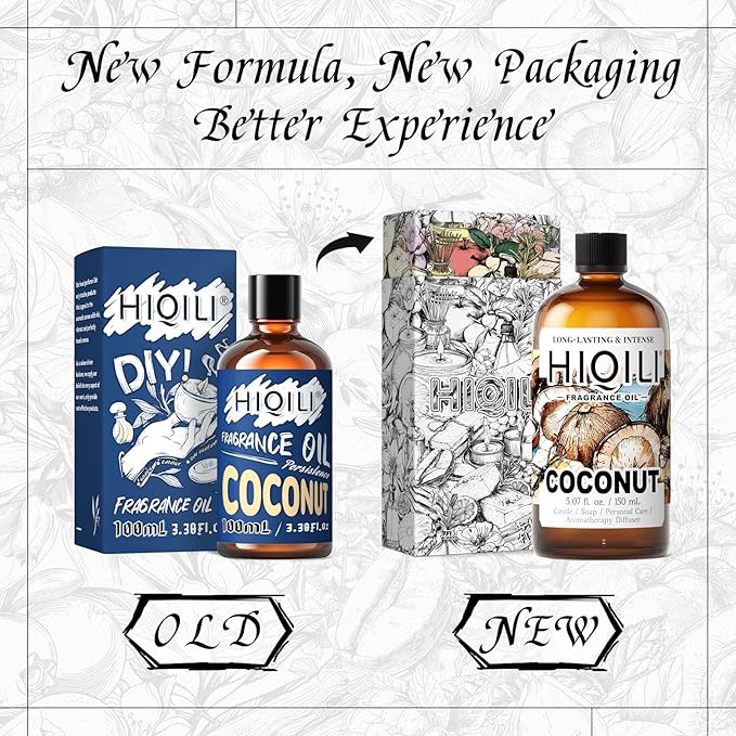 HIQILI Coconut Fragrance Oil for Home Diffuser Ideal for Making Candle Soap Body Spray Women's Perfume Creamy Scents - 5.07 Fl Oz