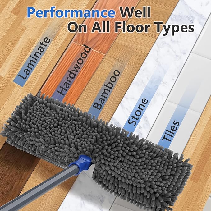 Masthome Microfiber Mops for Floor CleaningDust Mop with 4 Reusable PadsFlat Flip Mops for Wet &amp Dry UseProfessional Microfiber Mop for Hardwood LaminateTile Floor Cleaning-1 Scraper
