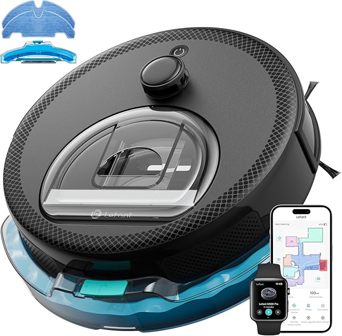 Lefant LiDAR Robot Vacuum and Mop 450ml Visible Dustbin Upgraded 190° PSD Obstacle Avoidance Customized Cleaning Multi-Floor Mapping 150 Mins Runtime 2.4G/5G WiFi Pet Hair &amp Carpets M330 P