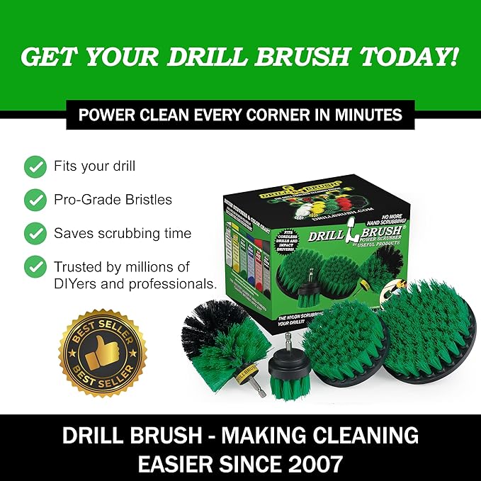 Kitchen Drill Brush Set - Drill Powered Cleaning Tools for Stainless Steel Sink Copper Sink Stove Top Oven Pots Pans &amp Cabinets - Pot Scrubber - Air Fryer Cleaning Brush Set- Stove Cleaner K