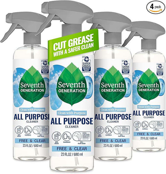 Seventh Generation All Purpose Cleaner Biodegradable Formula Free &amp Clear 23 oz (Pack of 4)