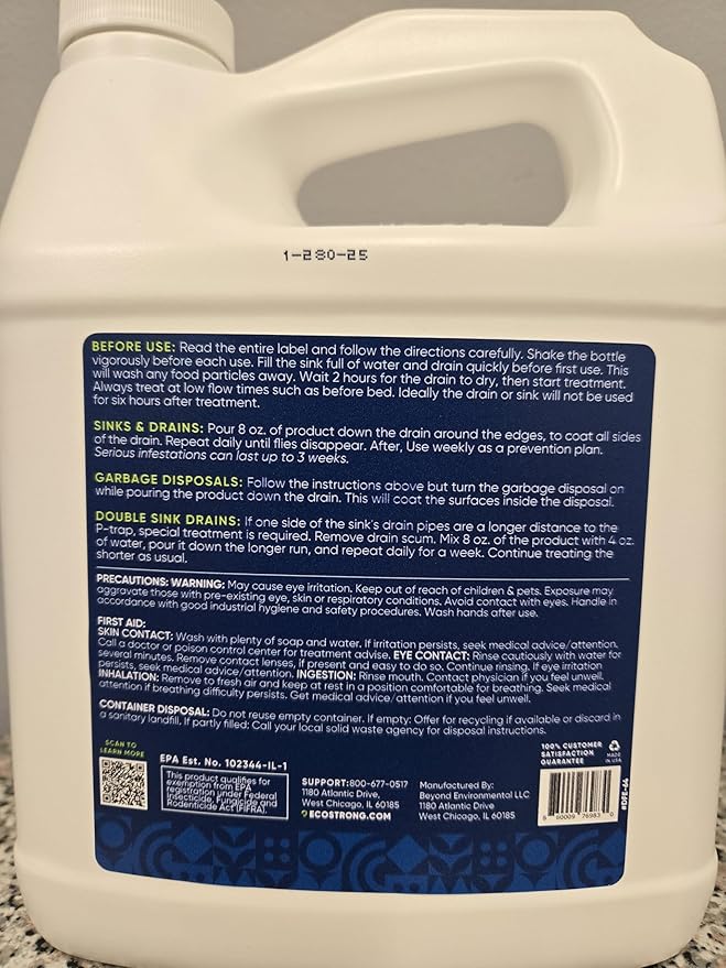 Fruit Fly Drain Treatment | Drain Fly Eliminator | Eliminates Gnats Sewer Flies and More - Works in All Drains - 64 Fl Oz