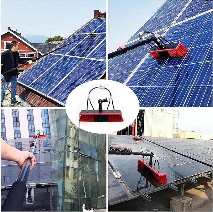 High Altitude Window Cleaning Telescopic Brush Water Fed Poles Kit with Scraper Solar Panel Cleaning Brush 12-36ft9m/30ft