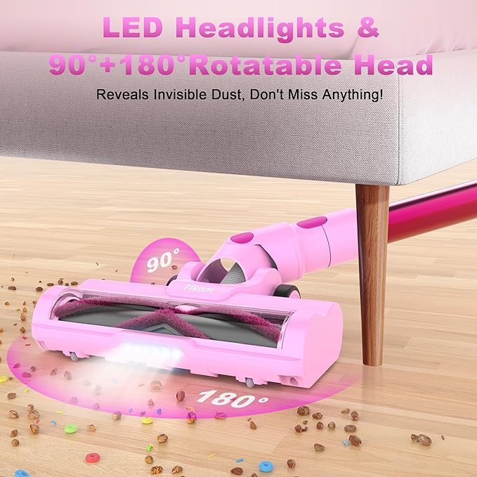 Tikom V500 Cordless Vacuum Cleaner for Home 40000Pa/450W Stick Vacuum with LED Touch Screen Charging Wall Dock Anti-Tangle Lightweight Handheld Vacuum for Pet Hair Hard Floor Carpet
