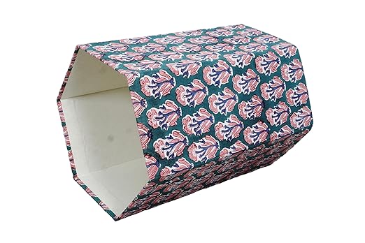 3.3 Gallon Cotton Hand Block Printed Paper Waste Basket |Small Decorative Trash Can for Housewarming Gifts in Living Room Bedroom Bathroom | Eco-Friendly Plastic-Free (1 Green Blue RED Tree)