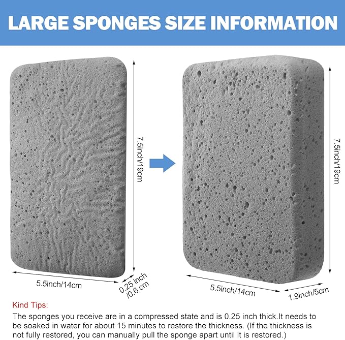 Tioncy 24 Pcs Large Car Wash Sponges Bulk 7.5 x 5.5 x 1.9 Inch Grouting Foam Cleaning and Washing Sponge Commercial Foam Large All Purpose for Kitchen Bathroom Household (Grey)