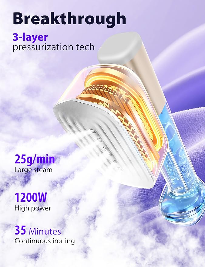 Steamer for Clothes Portable Handheld Garment Steamer15s Fast Heat-up180ml TankSteamer Ironing Gloves35 Minutes of Continuous Ironing for Travel and Home(Champagne Gold)