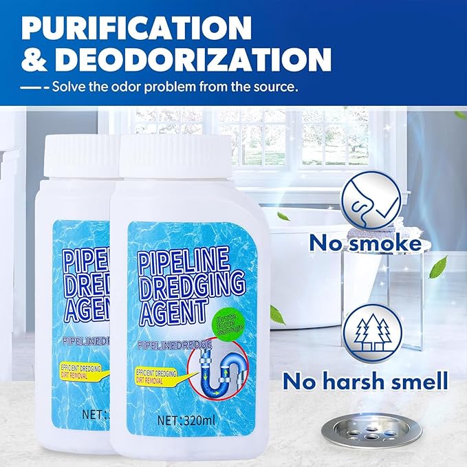 2PC Drain Clog Remover Pipeline Dredging Agent Powerful Quick Cleaning Drain Toilet Cleaner Tool Unclog Toilet Clog And Kitchen Sink Pipe Unblocker Powder