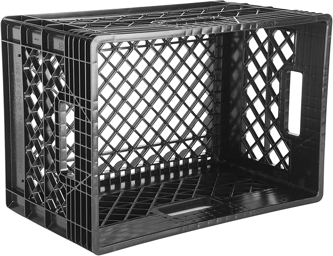 Hudson Exchange 19 x 13 x 11 (24 Quart 3 Pack) Mesh Commercial Grade Milk Crate Handled Storage Container Tote Black